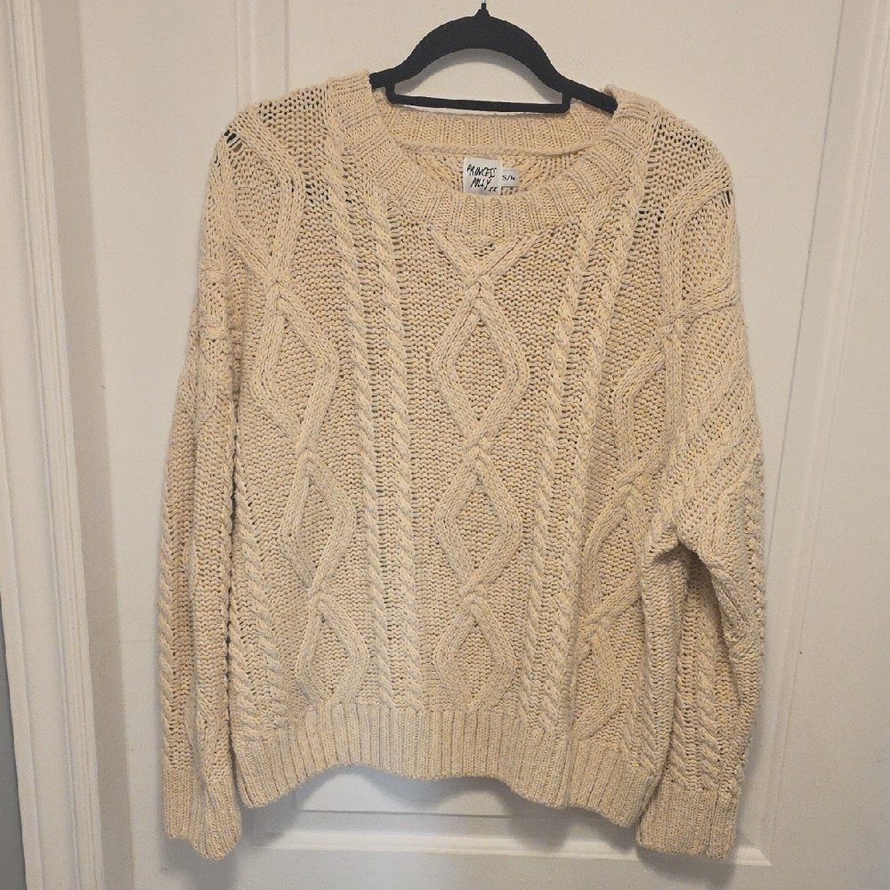 Princess Polly Cream Cable Knit Sweater Size S/M